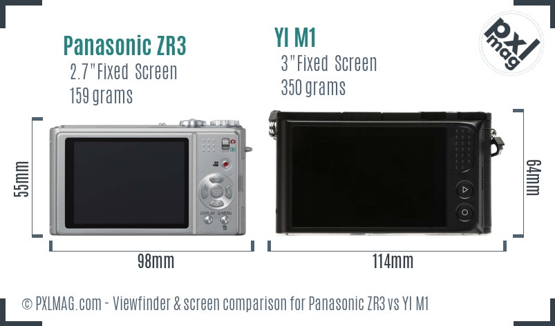 Panasonic ZR3 vs YI M1 Screen and Viewfinder comparison