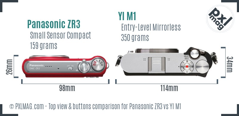 Panasonic ZR3 vs YI M1 top view buttons comparison