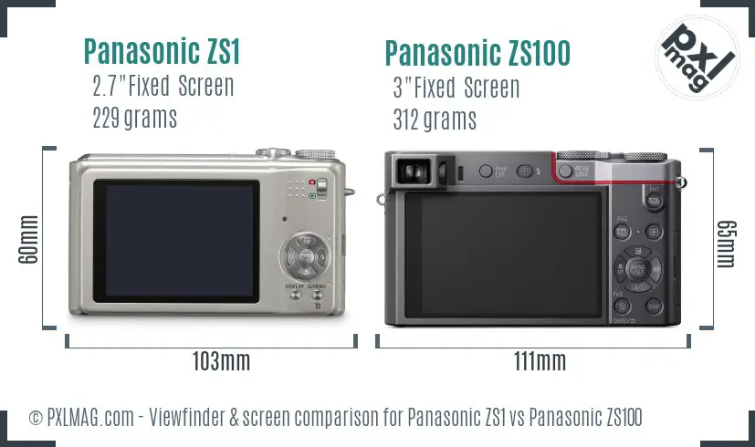Panasonic ZS1 vs Panasonic ZS100 Screen and Viewfinder comparison
