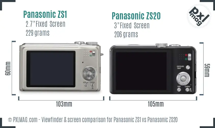 Panasonic ZS1 vs Panasonic ZS20 Screen and Viewfinder comparison
