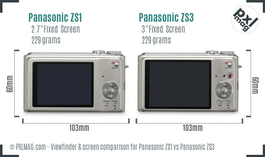Panasonic ZS1 vs Panasonic ZS3 Screen and Viewfinder comparison