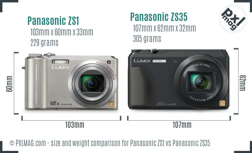 Panasonic ZS1 vs Panasonic ZS35 size comparison