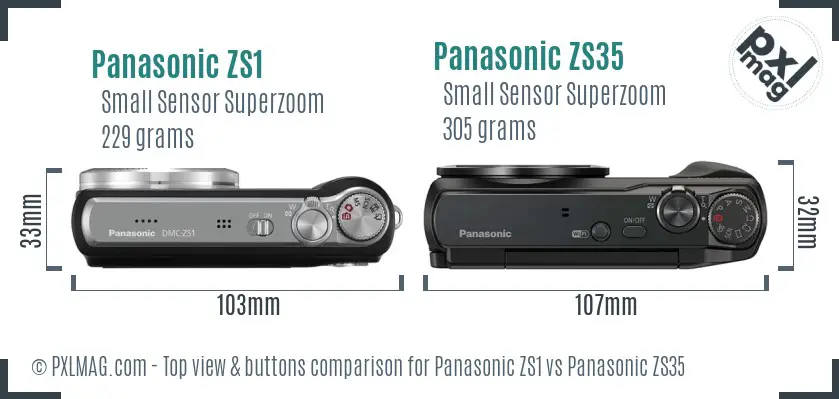 Panasonic ZS1 vs Panasonic ZS35 top view buttons comparison