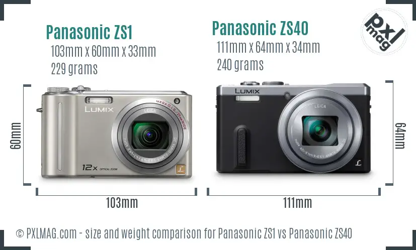 Panasonic ZS1 vs Panasonic ZS40 size comparison