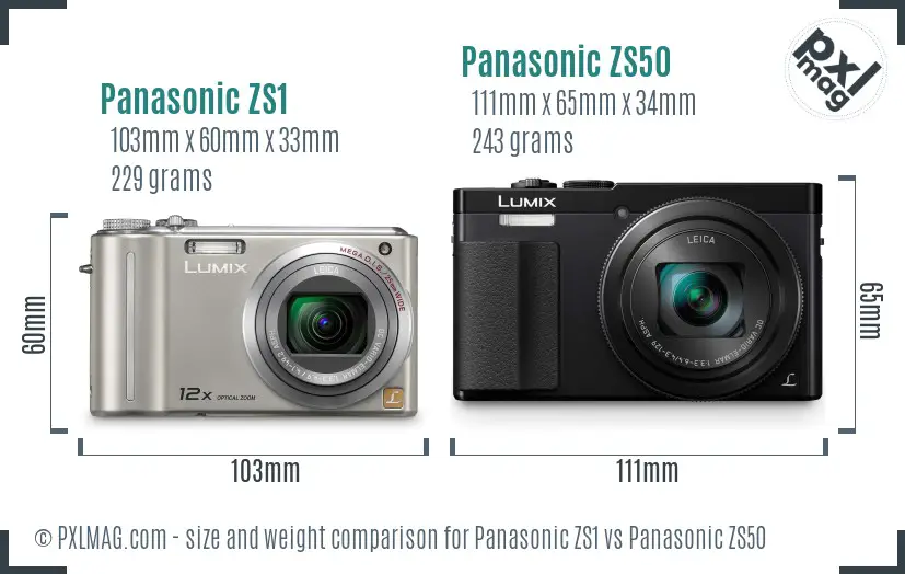 Panasonic ZS1 vs Panasonic ZS50 size comparison