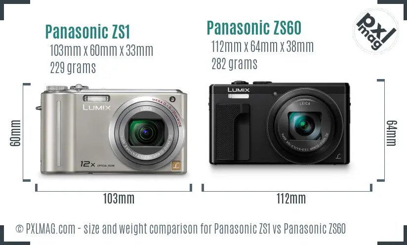 Panasonic ZS1 vs Panasonic ZS60 size comparison