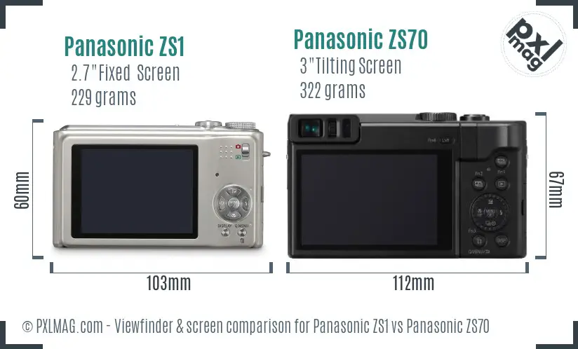 Panasonic ZS1 vs Panasonic ZS70 Screen and Viewfinder comparison