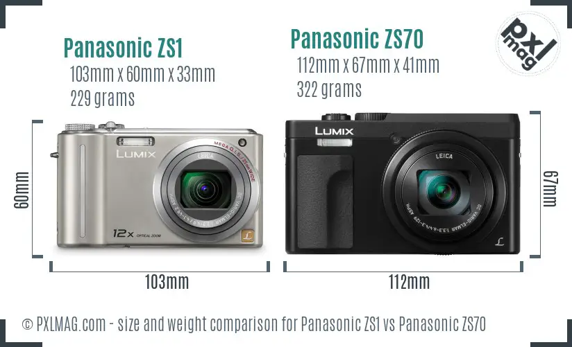 Panasonic ZS1 vs Panasonic ZS70 size comparison