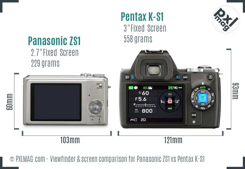 Panasonic ZS1 vs Pentax K-S1 Screen and Viewfinder comparison
