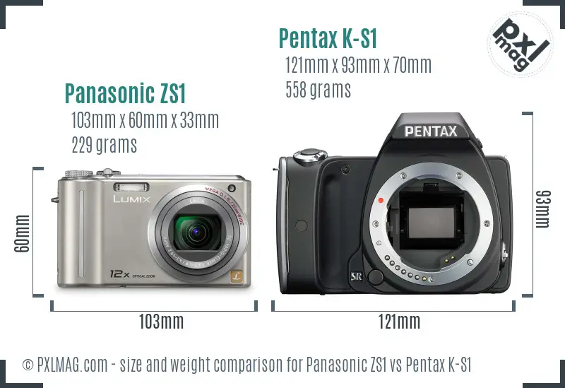 Panasonic ZS1 vs Pentax K-S1 size comparison