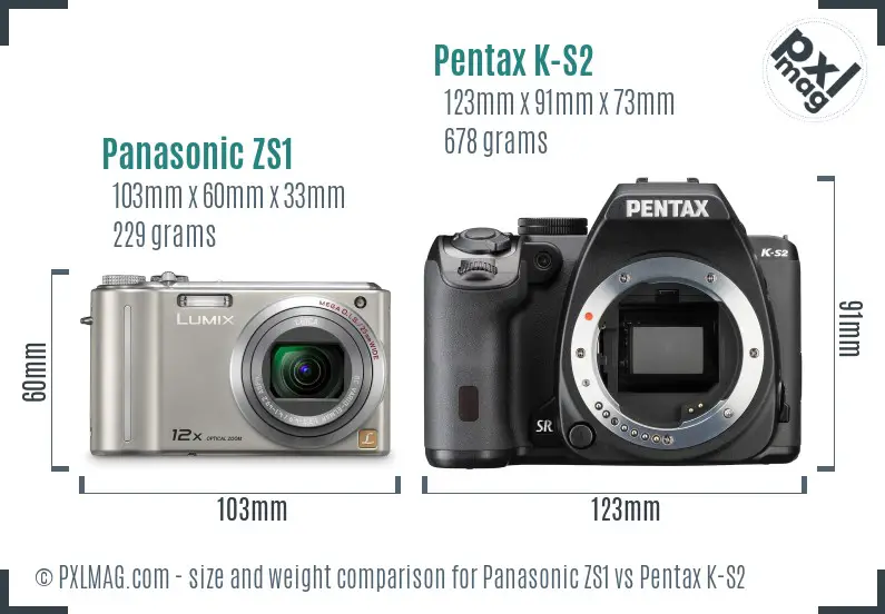 Panasonic ZS1 vs Pentax K-S2 size comparison