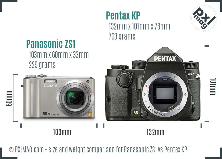 Panasonic ZS1 vs Pentax KP size comparison