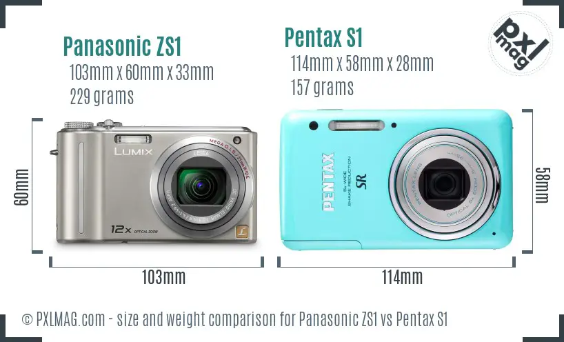 Panasonic ZS1 vs Pentax S1 size comparison