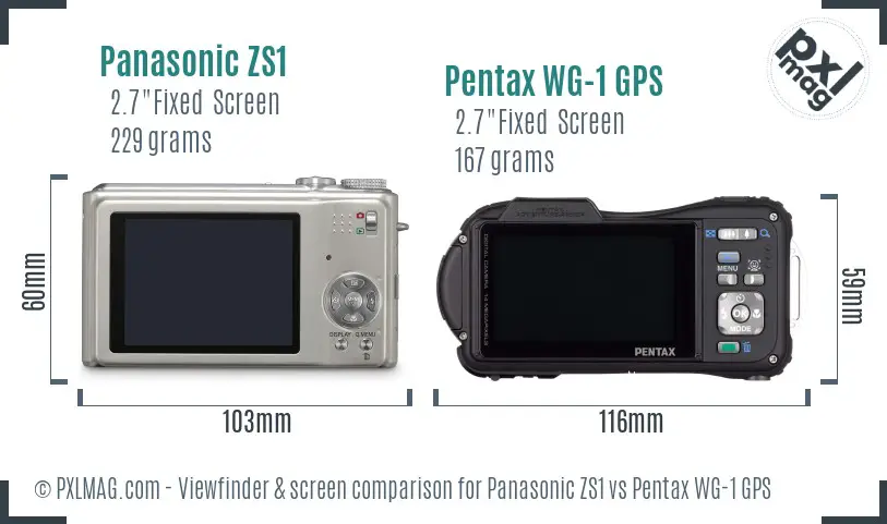 Panasonic ZS1 vs Pentax WG-1 GPS Screen and Viewfinder comparison