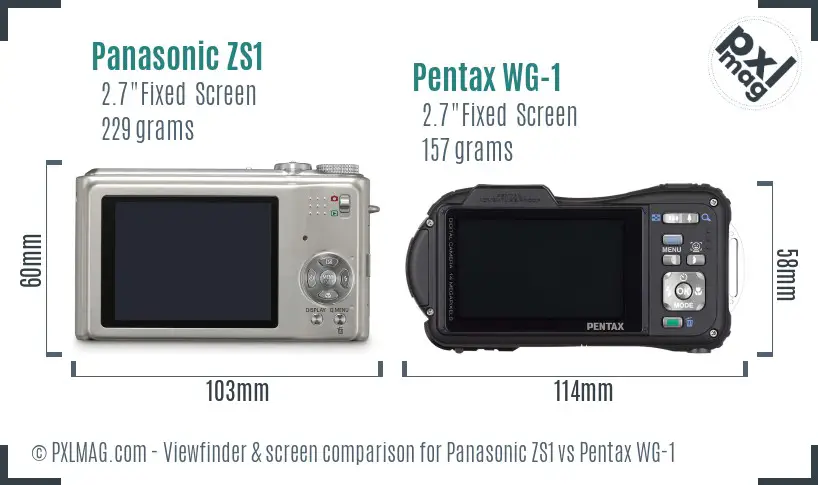 Panasonic ZS1 vs Pentax WG-1 Screen and Viewfinder comparison