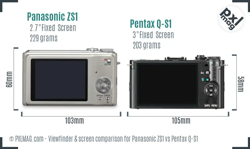 Panasonic ZS1 vs Pentax Q-S1 Screen and Viewfinder comparison