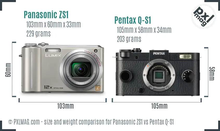 Panasonic ZS1 vs Pentax Q-S1 size comparison