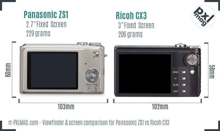 Panasonic ZS1 vs Ricoh CX3 Screen and Viewfinder comparison Panasonic ZS1 vs Ricoh CX3 Screen and Viewfinder comparison