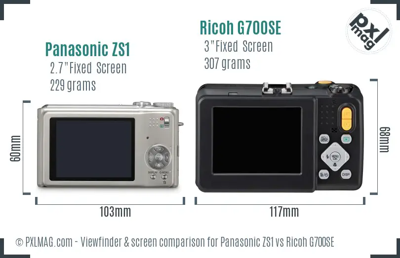 Panasonic ZS1 vs Ricoh G700SE Screen and Viewfinder comparison Panasonic ZS1 vs Ricoh G700SE Screen and Viewfinder comparison