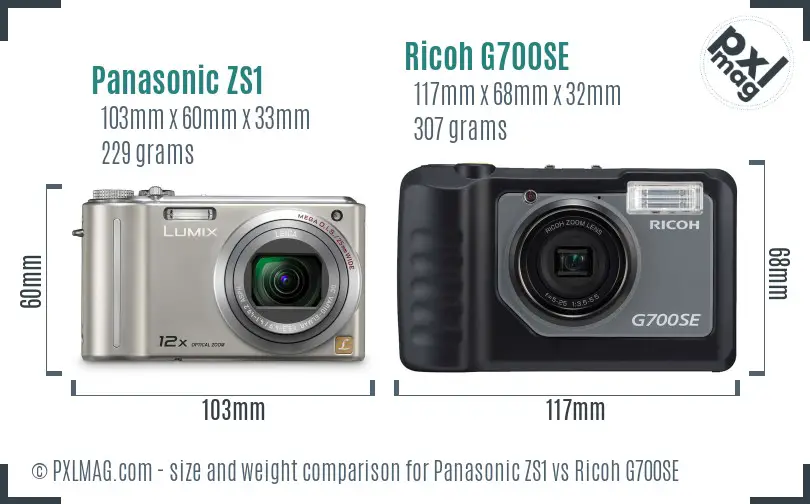 Panasonic ZS1 vs Ricoh G700SE size comparison Panasonic ZS1 vs Ricoh G700SE size comparison