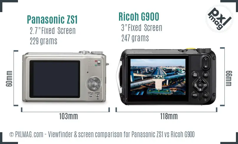 Panasonic ZS1 vs Ricoh G900 Screen and Viewfinder comparison Panasonic ZS1 vs Ricoh G900 Screen and Viewfinder comparison