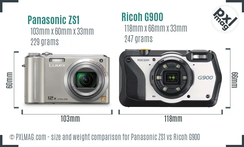 Panasonic ZS1 vs Ricoh G900 size comparison Panasonic ZS1 vs Ricoh G900 size comparison