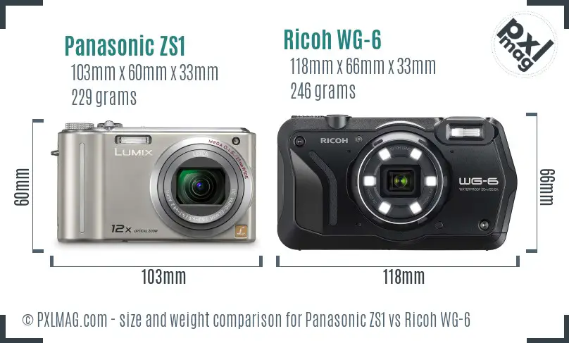 Panasonic ZS1 vs Ricoh WG-6 size comparison Panasonic ZS1 vs Ricoh WG-6 size comparison