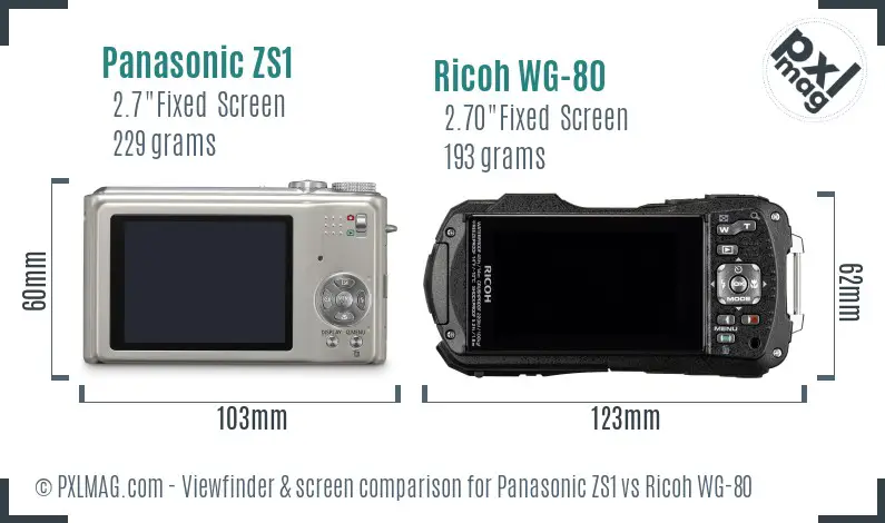 Panasonic ZS1 vs Ricoh WG-80 Screen and Viewfinder comparison