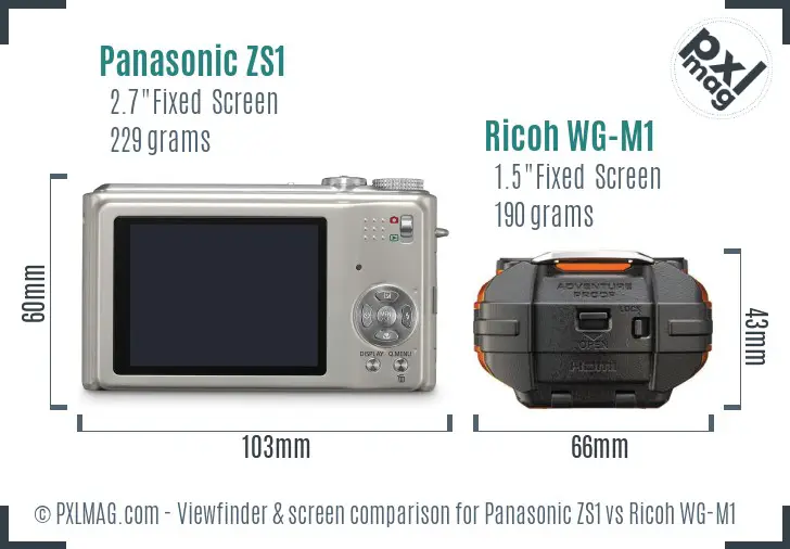 Panasonic ZS1 vs Ricoh WG-M1 Screen and Viewfinder comparison Panasonic ZS1 vs Ricoh WG-M1 Screen and Viewfinder comparison