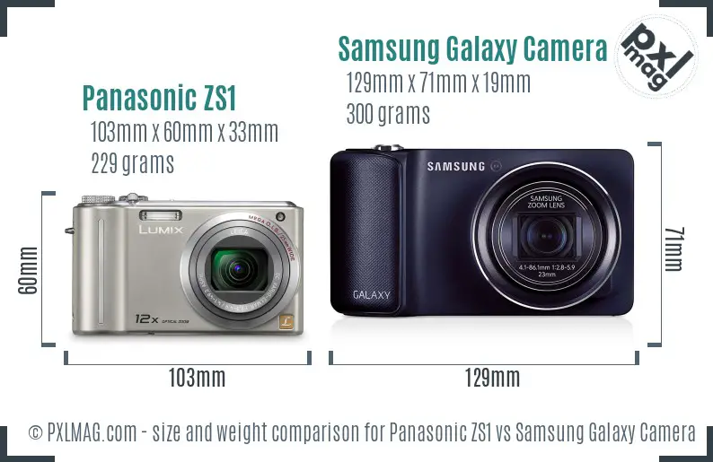 Panasonic ZS1 vs Samsung Galaxy Camera size comparison