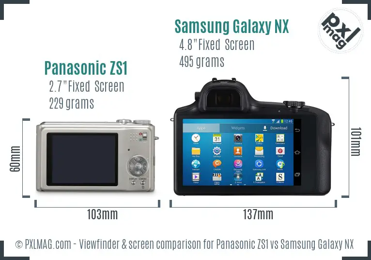 Panasonic ZS1 vs Samsung Galaxy NX Screen and Viewfinder comparison