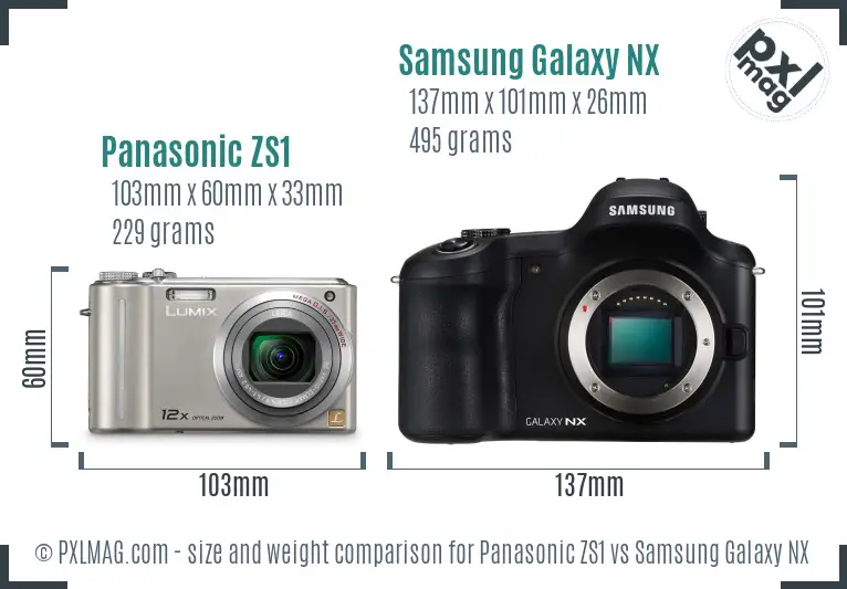 Panasonic ZS1 vs Samsung Galaxy NX size comparison