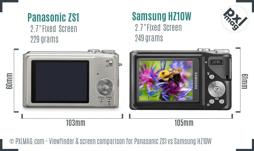 Panasonic ZS1 vs Samsung HZ10W Screen and Viewfinder comparison Panasonic ZS1 vs Samsung HZ10W Screen and Viewfinder comparison