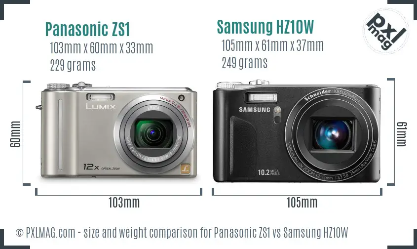 Panasonic ZS1 vs Samsung HZ10W size comparison Panasonic ZS1 vs Samsung HZ10W size comparison