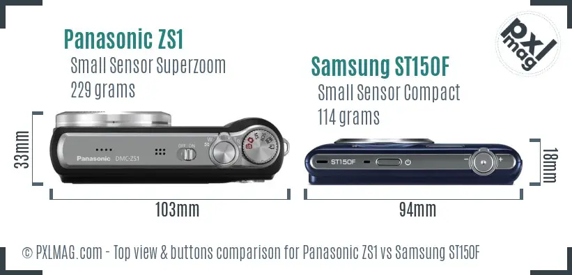 Panasonic ZS1 vs Samsung ST150F top view buttons comparison