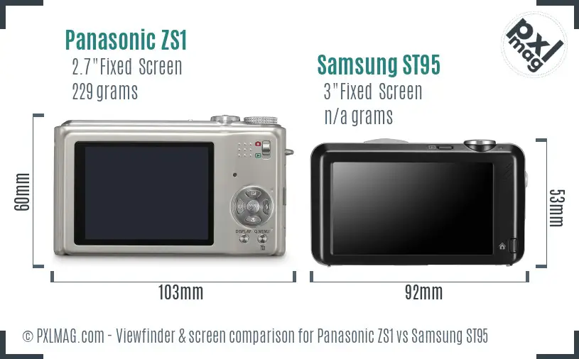 Panasonic ZS1 vs Samsung ST95 Screen and Viewfinder comparison