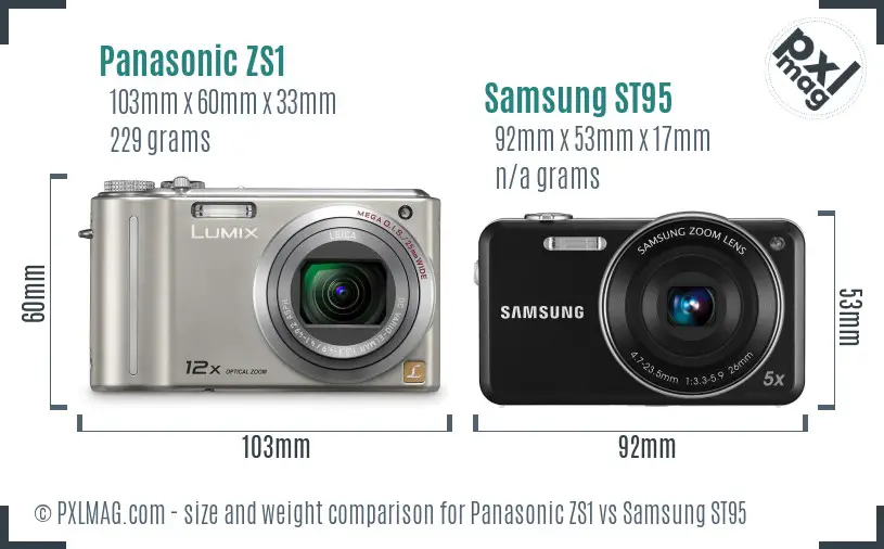 Panasonic ZS1 vs Samsung ST95 size comparison