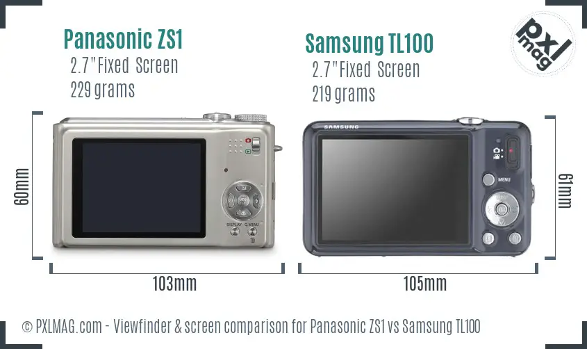 Panasonic ZS1 vs Samsung TL100 Screen and Viewfinder comparison