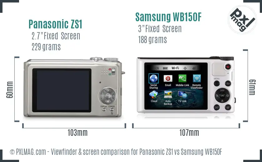 Panasonic ZS1 vs Samsung WB150F Screen and Viewfinder comparison Panasonic ZS1 vs Samsung WB150F Screen and Viewfinder comparison
