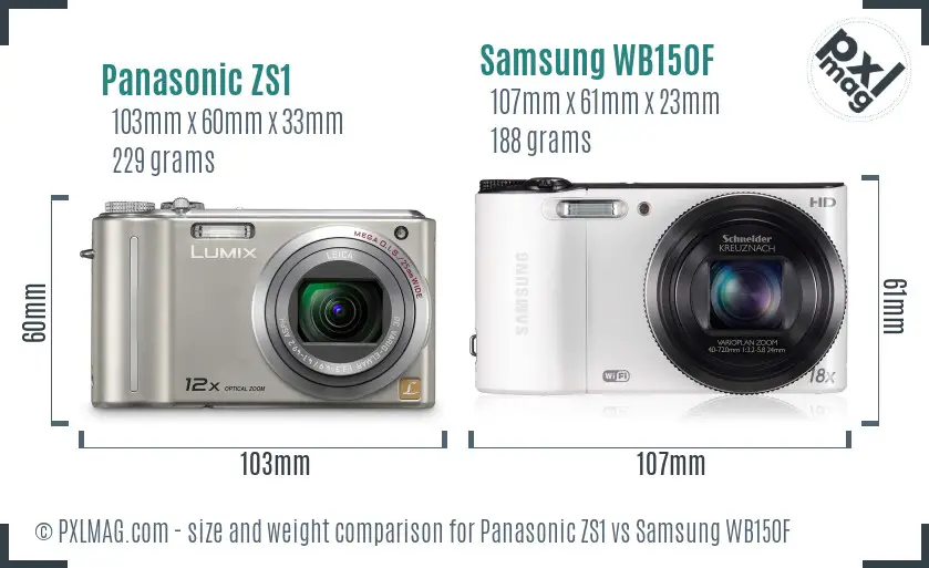 Panasonic ZS1 vs Samsung WB150F size comparison Panasonic ZS1 vs Samsung WB150F size comparison