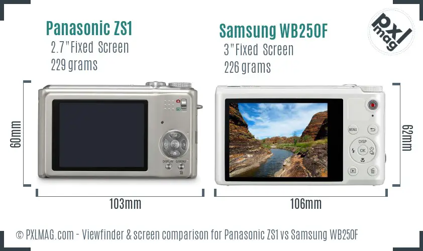 Panasonic ZS1 vs Samsung WB250F Screen and Viewfinder comparison Panasonic ZS1 vs Samsung WB250F Screen and Viewfinder comparison