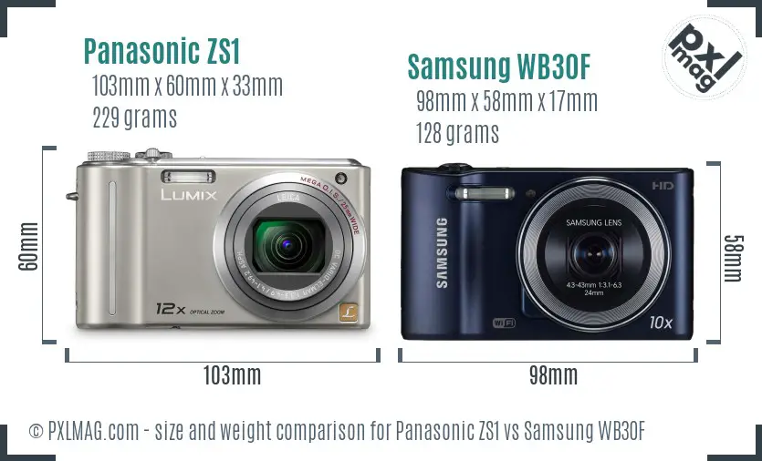 Panasonic ZS1 vs Samsung WB30F size comparison Panasonic ZS1 vs Samsung WB30F size comparison