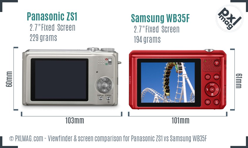Panasonic ZS1 vs Samsung WB35F Screen and Viewfinder comparison