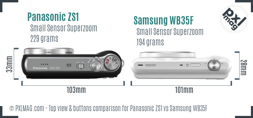 Panasonic ZS1 vs Samsung WB35F top view buttons comparison