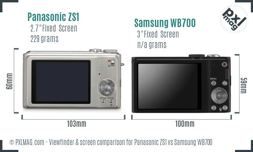 Panasonic ZS1 vs Samsung WB700 Screen and Viewfinder comparison