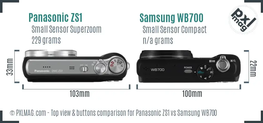 Panasonic ZS1 vs Samsung WB700 top view buttons comparison