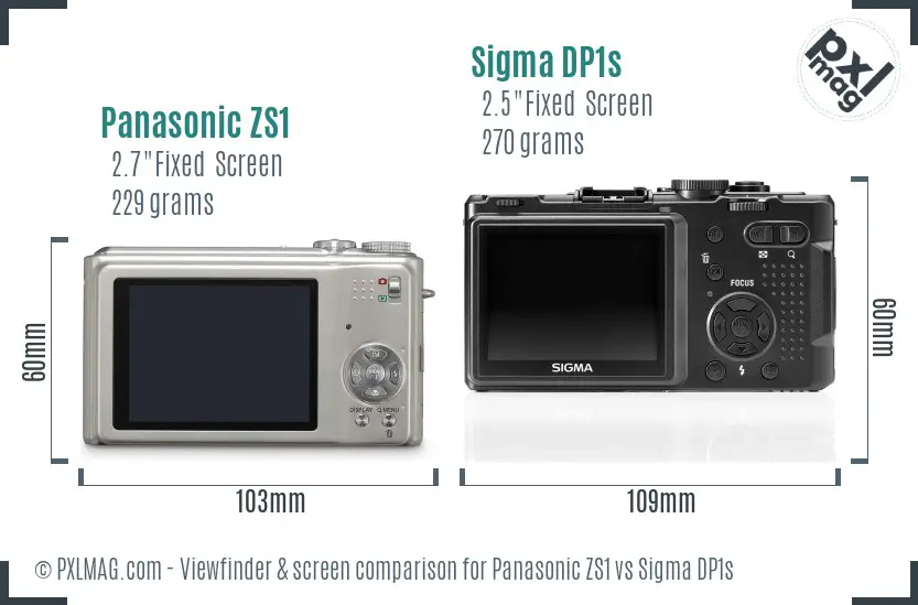 Panasonic ZS1 vs Sigma DP1s Screen and Viewfinder comparison