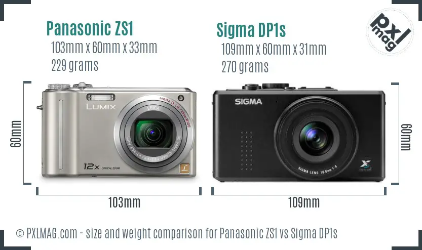 Panasonic ZS1 vs Sigma DP1s size comparison