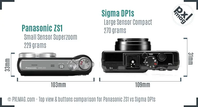 Panasonic ZS1 vs Sigma DP1s top view buttons comparison