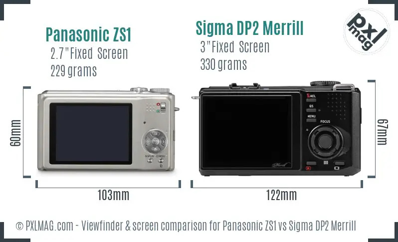 Panasonic ZS1 vs Sigma DP2 Merrill Screen and Viewfinder comparison